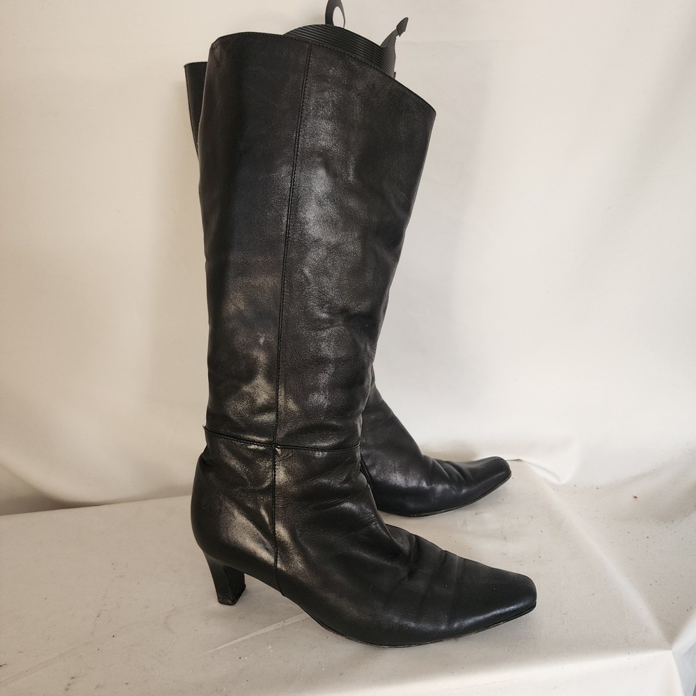 Valle Verde Heeled Faux Fur Lined Black Tall Calf Boots Size 41 US 10